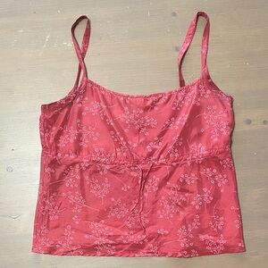 100% Italian Silk Chic Floral Camisole in Deep Red